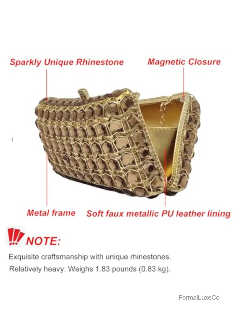 Rhinestone Crystal Clutch Evening Bag Prom Bridal Wedding Purse